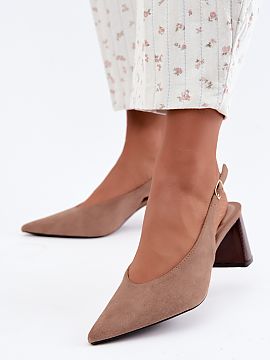 Block heel pumps Step in style  Women\'s pumps with an open heel are an elegant model that beautifully emphasizes the feminine style and will work for many occasions. Made 