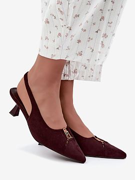 Block heel pumps Step in style  Women\'s pumps made of eco-suede with an open heel are an elegant model that beautifully emphasizes feminine style. The suede finish gives t