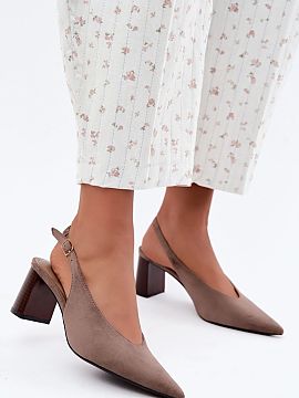 Block heel pumps Step in style  Women\'s pumps with an open heel are an elegant model that beautifully emphasizes feminine style and will work for many occasions. Made of e