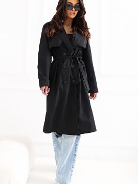 Coat Rue Paris  Stylish women\'s trench coat, perfect as a transitional cover for the autumn, winter, and spring seasons. The casual style model will work p