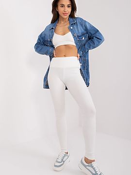 Long leggings Ex Moda  Long women\'s leggings made of elastic material with a ribbed structure are a comfortable everyday option. The model is made from a pleasant