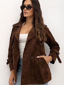 Coat Italy Moda  Suede women\'s coat is an elegant and versatile proposal for the transitional season autumn?winter?spring. The short cut made of polyester s