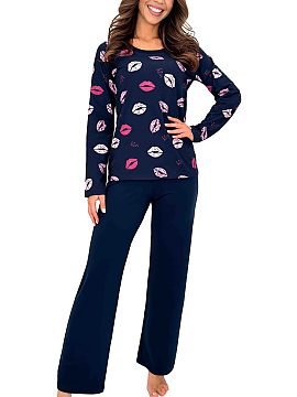 Pyjama Donna  The Kiss Long women\'s pajama is a comfortable set perfect for a peaceful sleep and evening relaxation. The model was produced in Poland and