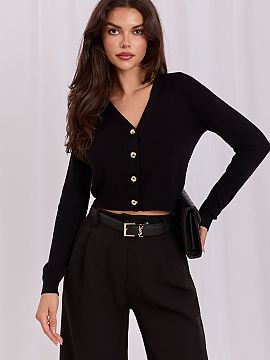 Cardigan Italy Moda  Elegant women\'s sweater made of a pleasant to the touch blend of viscose, polyamide, and nylon. The model with long sleeves and a V-neck is