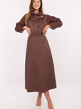 Skirt Italy Moda  Elegant women\'s midi skirt made of a pleasant to the touch material with a suede finish. The model features classic dots, creating a striki