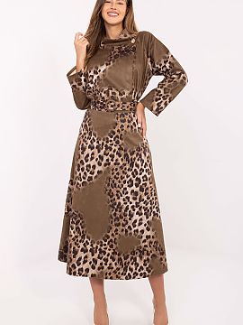 Skirt Italy Moda  Elegant women\'s midi skirt made of a pleasant to the touch material with a suede finish. The model features a trendy animal motif, creating