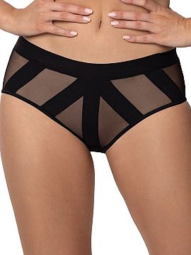 Panties Róża  Black figs from Pasomela are made of delicate, transparent tulle, which gives them an elegant and sensual character. The model is complement