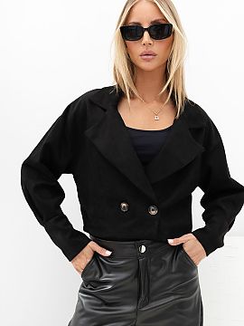 Jacket Italy Moda  Women\'s jacket with suede finish is a stylish proposal for the transitional season of autumn and spring. The short cut in a smooth color wi