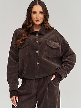 Corduroy jacket Makadamia  Women\'s corduroy bomber jacket is a stylish everyday proposal, combining a trendy cut with practical details. The model has a classic colla