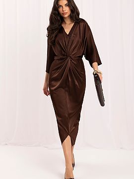 Evening dress Rue Paris  Elegant satin imitation dress is a perfect choice for parties, ceremonies, and special occasions. The smooth, delicately shimmering material