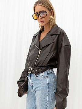 Jacket Rue Paris  Women\'s eco-leather jacket is a stylish and versatile proposition for everyday casual styling. Made of high-quality polyester and polyureth