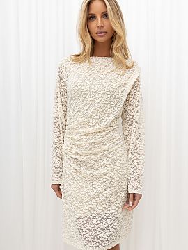 Evening dress Rue Paris  Elegant cocktail dress made of velvet lace is the perfect choice for parties, ceremonies, and special occasions. The pencil silhouette empha