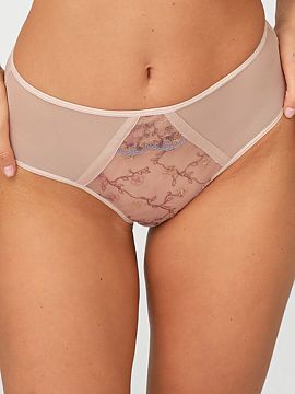 Panties Azal  The Dalia figs enchant with a feminine look and subtle elegance. The front made of beige mesh is adorned with an elegant floral embroidery, 