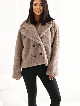 Jacket Factory Price  Women\'s fur jacket is a stylish proposal for cooler autumn and winter days. The short cut, wide lapels, and double-breasted button closure 