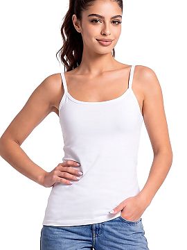 T-shirt Donna  Cotton women\'s top Donna 105 with thin straps is a timeless wardrobe staple that combines simplicity with everyday comfort. Made of soft, s