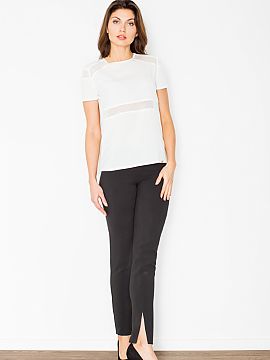 Women trousers Figl  Straight cut women\'s trousers. Trousers with side zip. At the bottom of the legs with slits. <Composition: 30% viscose, 66% polyester, 4% e