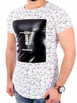 T-shirt YourNewStyle  Men\'s short sleeve t-shirt in white. T-shirt made of fabric with a spider web pattern.   Composition: 100% cotton