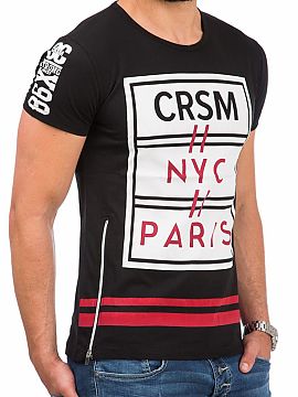 T-shirt YourNewStyle  Men\'s t-shirt with short sleeves. On the front interesting print. Back smooth black.  Composition: 100% cotton