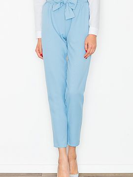 Women trousers Figl  Women\'s trousers with a decorative crease at the waist and a sash to tie. Slide pockets on the sides. Trousers with a zip.