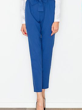 Women trousers Figl  Women\'s trousers with a decorative crease at the waist and a sash to tie. Slide pockets on the sides. Trousers with a zip.