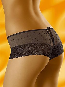 Shorts Wolbar  Charming shorts sprinkled with tiny peas. With a thigh line wrapped in nice lace. Sexy lacing at the back. The whole slightly transparent.