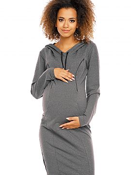 Pregnancy dress PeeKaBoo  Original and functional dress for pregnant and breastfeeding women. Dress with hood sewn from a pleasant to the touch and comfortable to use