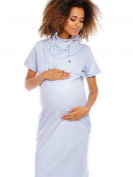 Pregnancy dress PeeKaBoo  Functional dress for pregnant and breastfeeding women. Under the horizontal breast panel hidden zippers for easy feeding. A stand-up collar 
