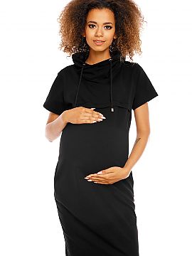 Pregnancy dress PeeKaBoo  Functional dress for pregnant and breastfeeding women. Under the horizontal breast panel hidden zippers for easy feeding. A stand-up collar 