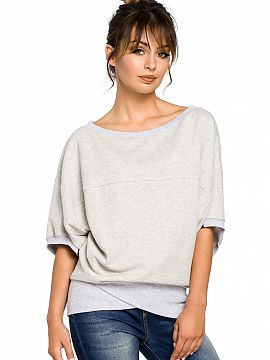 Sweatshirt BeWear  Oversized sweatshirt in a soft ribbed knit with an interesting accent, overlapping bottom and finished with a ribbed hem For jeans or leggin