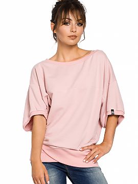 Sweatshirt BeWear  Oversized sweatshirt in a soft ribbed knit with an interesting accent, overlapping bottom and finished with a ribbed hem For jeans or leggin