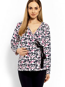 Maternity blouse PeeKaBoo  Blouse with envelope neckline. Blouse tied with the possibility of adjustment. Can also be worn after pregnancy. Soft woven material.