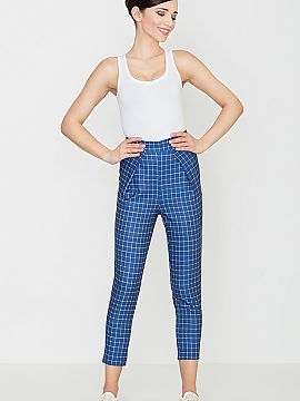 Women trousers Lenitif  Simple elegant trousers in retro check. Loose at the crotch with elevated waist. Suitable for business meetings as well as everyday wear.
