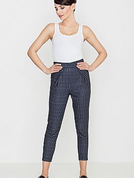 Women trousers Lenitif  Simple elegant trousers in retro check. Loose at the crotch with elevated waist. Suitable for business meetings as well as everyday wear.