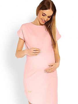 Pregnancy dress PeeKaBoo  Asymmetrical dress with short sleeves. High quality cotton.