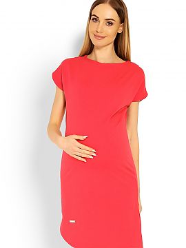 Pregnancy dress PeeKaBoo  Asymmetrical dress with short sleeves. High quality cotton.