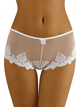 Shorts Wolbar   Sensual ladies shorts.
 - made of delicate tulle
 - subtly transparent
 - front decorated with a charming bow
 - bottom finished with b