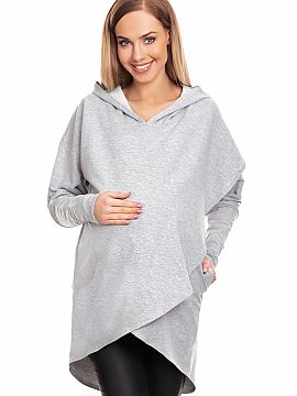 Maternity sweatshirt PeeKaBoo  Hooded sweatshirt with side pockets. Long sleeve maternity sweatshirt. Double layer overlap for comfortable feeding. Space for a pregnant be