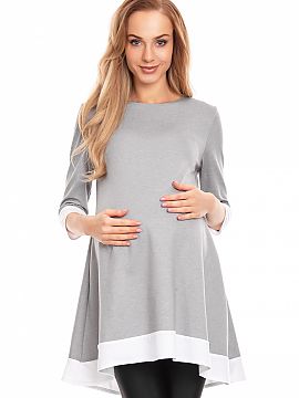 Pregnancy dress PeeKaBoo  Mini asymmetrical dress with a loose cut. Dress is made of flowing material.
