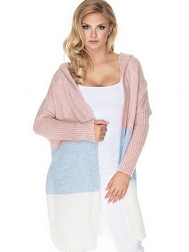 Cardigan PeeKaBoo  Long sweater with addition of wool. Sweater with long sleeves and a hood.

