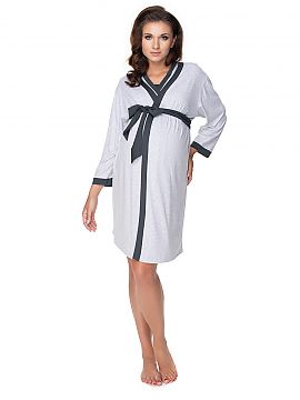 Set PeeKaBoo  Maternity nightgown with contrast piping. Envelope neckline with breastfeeding insert. Can be worn also after pregnancy. Comes with a bathro