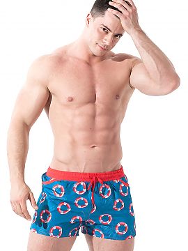 Swimming trunks Alpha Male  High quality Playo Sea swim shorts that can also be used as beach shorts. Cool, eye-catching pattern in sea colours. Top with red piping, el