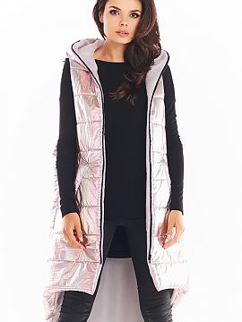 Gilet awama  Holographic vest with an extended back is a perfect choice for cool autumn days. Its interesting colors will catch the eye and add character