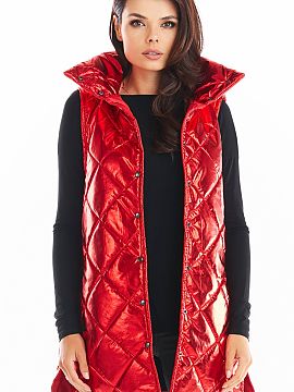 Gilet awama  Quilted, warm vest with a high collar, fastened with buttons. Autumn must have in 4 colours: beige, black, green and red. Ideal for outfits 