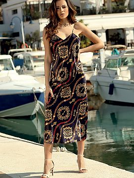 Nightshirt DKaren  Long, impressive nightdress made of printed satin. Created for classic women who are also interested in new trends, looking for interesting 