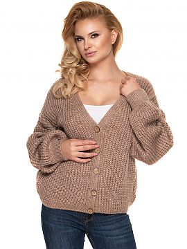Cardigan PeeKaBoo  Loose oversize sweater with long sleeves. Sweater fastened with wooden buttons.
