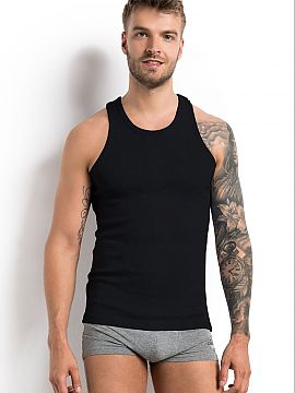 Singlet Henderson  Simply Basic - men\'s black wide-strap T-shirt, No. 1480 by Henderson. A real classic that no man should forget. Fitted to the body, elastic