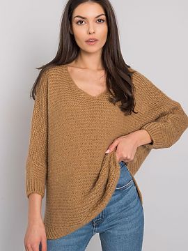 Jumper Och Bella  Camel ladies oversize long sleeve sweater.