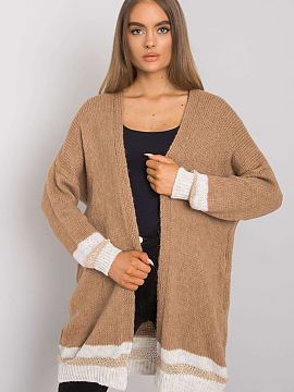 Cardigan Och Bella  Camel unbuttoned knit cardigan.