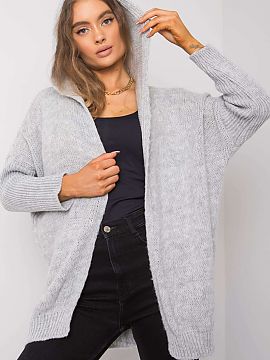 Cardigan Och Bella  Grey women\'s unbuttoned cardigan with long sleeves.
