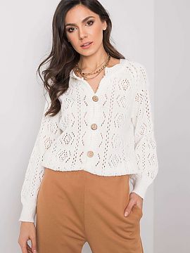 Cardigan Och Bella  Long sleeve unzipped sweater in ecru color.